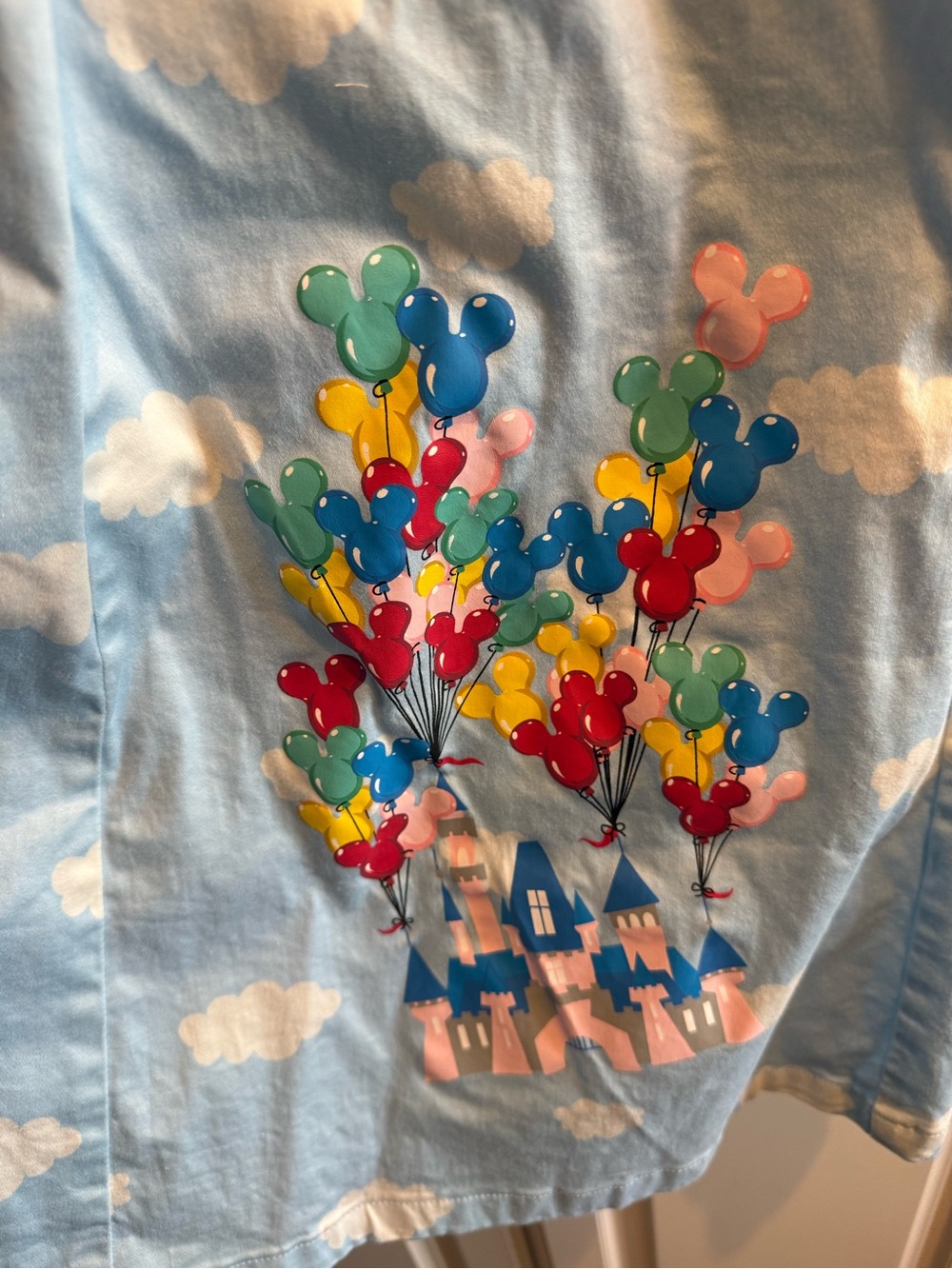 Disney Light Blue Cloud Skirt with painted Multicolor Balloon Bouquet and Castle - Picture 2 of 6